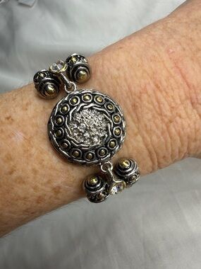 Two toned silver and gold Swarovski medallion bracelet